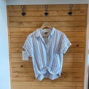 Universal Thread Button Up Striped Blouse